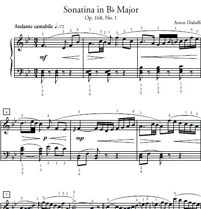 Sonatina In B Flat Major Sheet Music and Sound Files for Piano Students